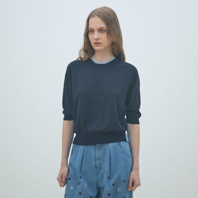 ファブリックコンビ ハーフスリーブプルオーバー | maison