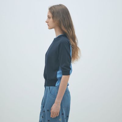 ファブリックコンビ ハーフスリーブプルオーバー | maison