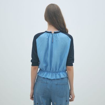 ファブリックコンビ ハーフスリーブプルオーバー | maison