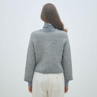 新品未使用✨グレー モヘア　長袖カーディガS　トゥモローランド ウールツイーディー クルーネックカーディガン | maison TOMORROWLAND