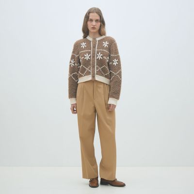 ムートンエンブロイダリー クルーネックカーディガン | maison