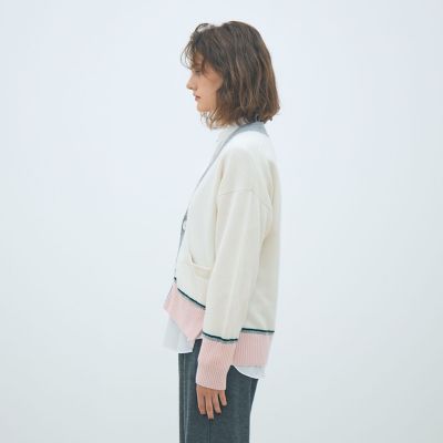 ☆6.4万 BORDERS at BALCONY 新品 ウールシルクカーディガン 予約商品10月上旬以降順次お届け】NZ LAMBS Vネック
