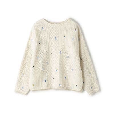 【送料無料】maison TOMORROWLAND/メゾン トゥモローランド ケーブルエンブロイダリー ボートネックプルオーバー 12ホワイトケイ トップス【三越伊勢丹/公式】