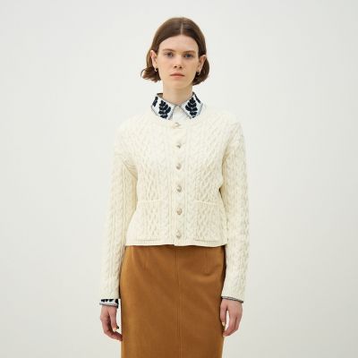 ハイブリットコットンケーブル クルーネックカーディガン | maison