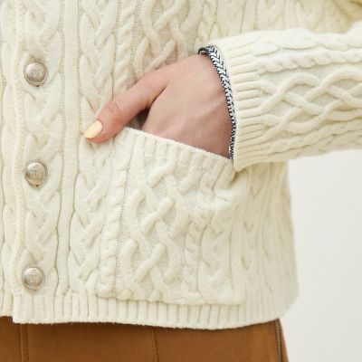 ハイブリットコットンケーブル クルーネックカーディガン | maison