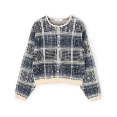 ＜maison TOMORROWLAND＞【予約商品５月中旬以降順次お届け】シアーチェック　クルーネックカーディガン