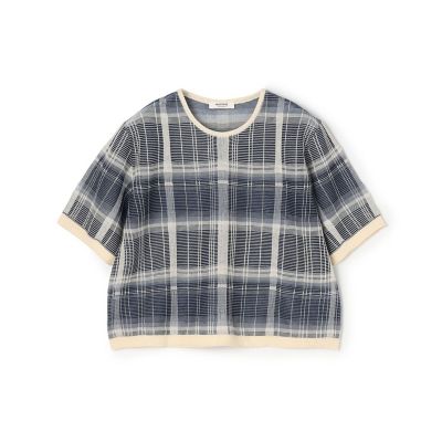 ＜maison TOMORROWLAND＞【予約商品５月中旬以降順次お届け】シアーチェック　ハーフスリーブプルオーバー