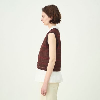 【美品】maison de Dolce. ツィード黒Vネックベスト シアーツイード Vネックベスト | maison TOMORROWLAND/メゾン