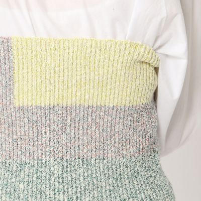 リネンコットンポリエステルリブ　レースアップビスチェ