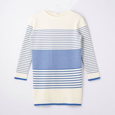 コットンスムースボーダー　クルーネックチュニックプルオーバー