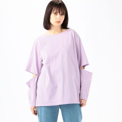 最も  コットンジャージー maison | カッティングスリーブプルオーバー カットソー(長袖+七分)