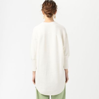コットンワッフル　ロングプルオーバー