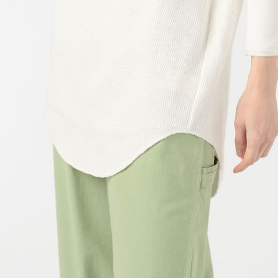コットンワッフル　ロングプルオーバー