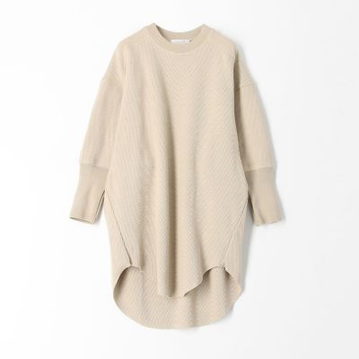 コットンワッフル　ロングプルオーバー