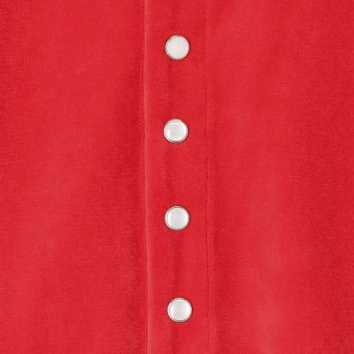 コットンポリエステルベロア　クルーネックカーディガン