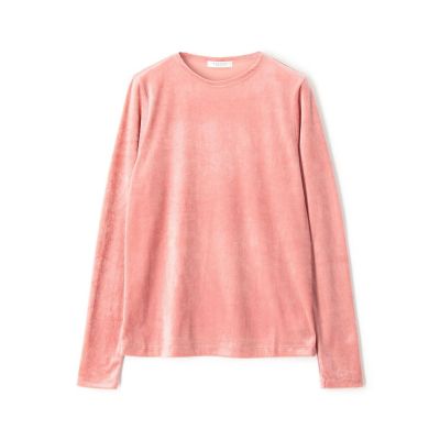レーヨンポリステルベルベット　クルーネックプルオーバー