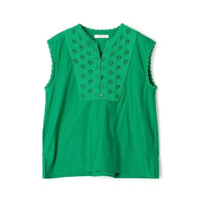 MACPHEE クロシェットコンビ ノースリーブプルオーバー 緑