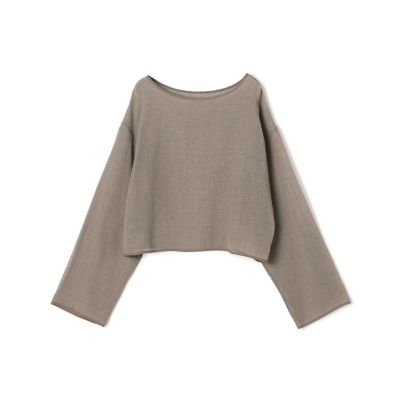 メッシュコットンポリエステル　ボートネックプルオーバー
