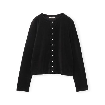 コットンポリエステルベロア クルーネックカーディガン | maison