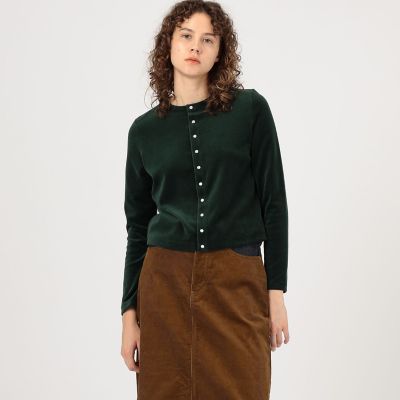 コットンポリエステルベロア クルーネックカーディガン | maison