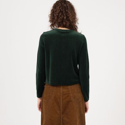 コットンポリエステルベロア クルーネックカーディガン | maison