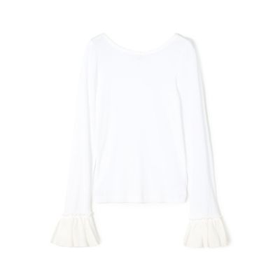 ＜maison TOMORROWLAND＞シアージャージーコンビ　ラウンドネックプルオーバー