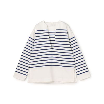 ＜maison TOMORROWLAND＞パネルボーダー　キーネックプルオーバー