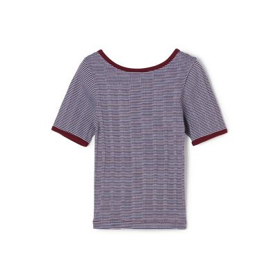 ＜maison TOMORROWLAND＞シルキーボーダー　ボートネックプルオーバー