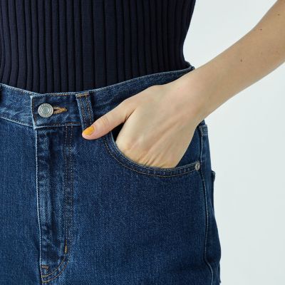 デニム　ワイドストレートパンツ