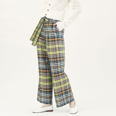 ポリエステルコットンホップサック　ベルテッドワイドパンツ