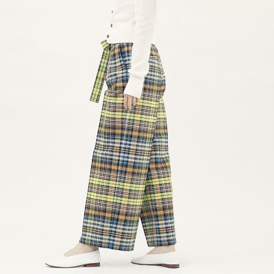 ポリエステルコットンホップサック　ベルテッドワイドパンツ