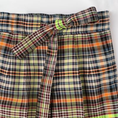ポリエステルコットンホップサック　ベルテッドワイドパンツ