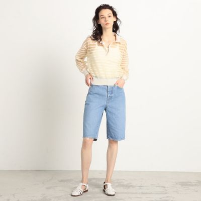 コットンデニム　ハーフパンツ