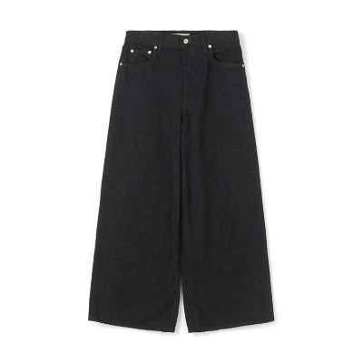 【タイムセール：６月３０日（月）午前９時３０分迄】ブラックスラブデニム　フレアクロップドパンツ