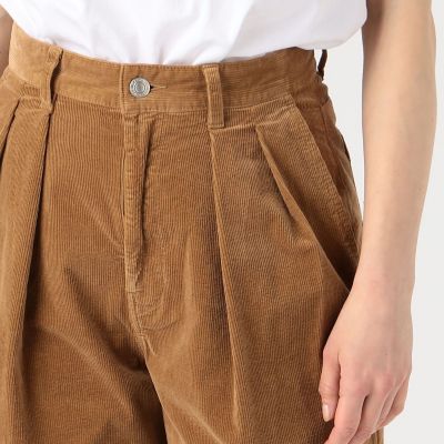 コットンストレッチコーデュロイ　タックワイドパンツ