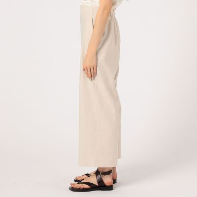 ポリエステルリネンストレッチ　セミワイドクロップトパンツ