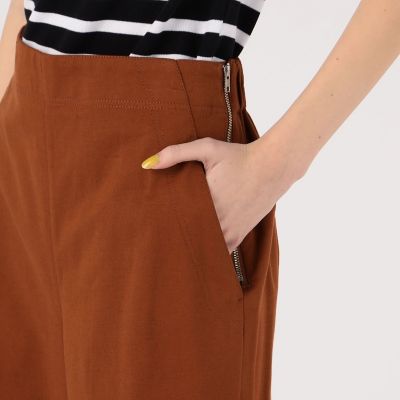 コットンレーヨンストレッチ　セミワイドクロップドパンツ