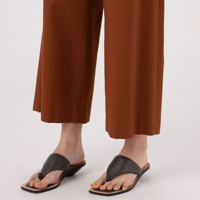 コットンレーヨンストレッチ　セミワイドクロップドパンツ