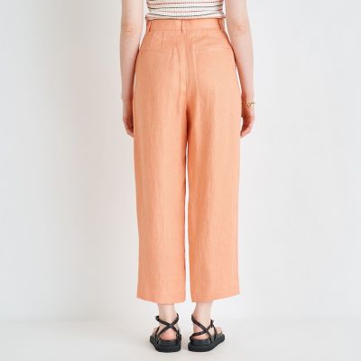 ヘンプツイル　タックテーパードパンツ