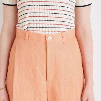 ヘンプツイル　タックテーパードパンツ