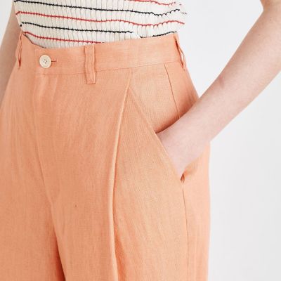 ヘンプツイル　タックテーパードパンツ