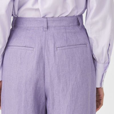 ヘンプツイル　タックテーパードパンツ