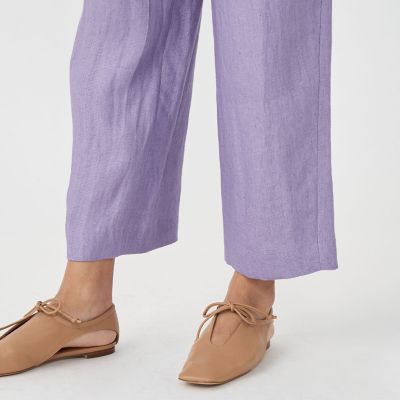 ヘンプツイル　タックテーパードパンツ