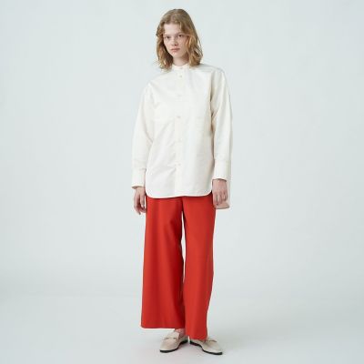 ウールポリエステルストレッチ　ワイドクロップトパンツ