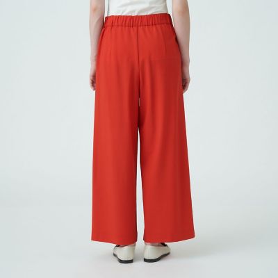 ウールポリエステルストレッチ　ワイドクロップトパンツ