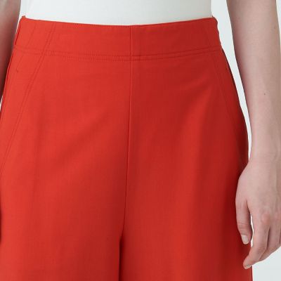 ウールポリエステルストレッチ　ワイドクロップトパンツ