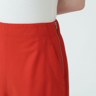 ウールポリエステルストレッチ　ワイドクロップトパンツ