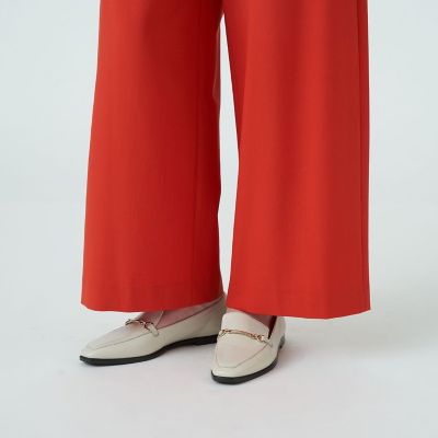 ウールポリエステルストレッチ　ワイドクロップトパンツ
