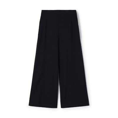 ウールポリエステルストレッチ　ワイドクロップトパンツ