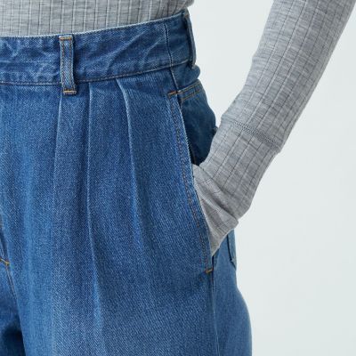 コットンデニム タックワイドパンツ | maison TOMORROWLAND/メゾン